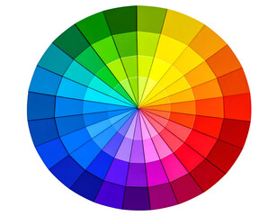 Obraz premium The complete color spectrum presented as a beautifully segmented wheel, illustrating harmony and contrast.