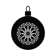 Obraz premium Black and White Christmas Ornament with Geometric Snowflake Design