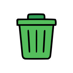 Minimalist garbage can vector illustration in green color representing eco-friendly disposal, environment, or urban cleanliness concept