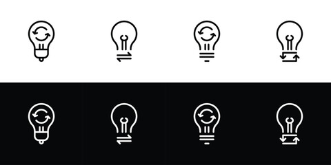 Swap idea icon set. Flat design icon collection isolated on black and white background.