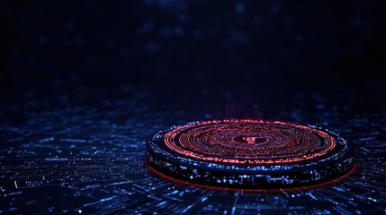 Abstract Circular Digital Design with Red and Blue Lights