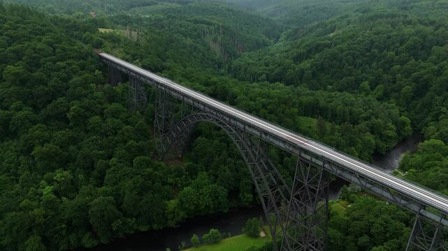 Drone Flight Approaching Mungstener Brucke from Above in Solingen Germany