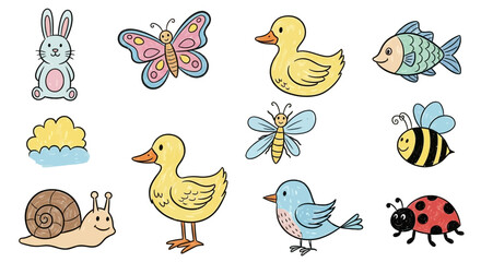 Cute Cartoon Animals and Insects Collection