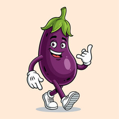 cool stylish eggplant character vector - clothing and logo design