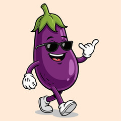 eggplant character vector wearing sunglasses - clothing and logo design