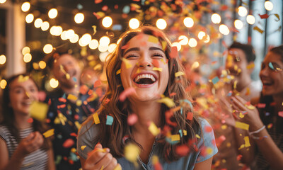 Celebration group party confetti