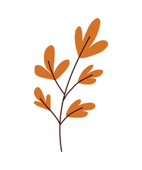  Autumn Branch with Orange Leaves. Vector illustration