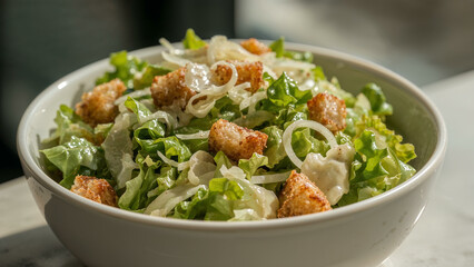 Classic Caesar Salad with Romaine Lettuce and Parmesan