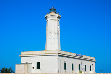 Punta San Cataldo di Lecce Lighthouse. San Cataldo coast, in Salento, Puglia, Italy
