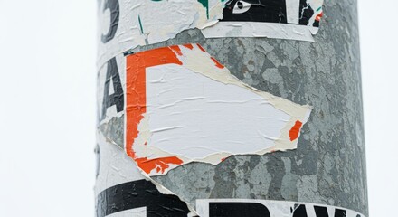 Urban pole sticker leaves a little blank space for writing, bright white light background, beautiful and professional engel capture composition