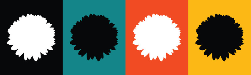 White and black flower silhouettes on colorful backgrounds teal