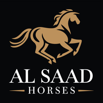 A logo displays a golden horse above the text "AL SAAD HORSES" on a black background.
