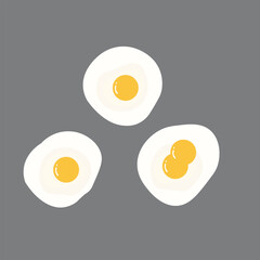 Fried Egg Vector Illustration with Yellow Yolk Isolated on Grey Background