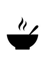 very simple flat and single minimalist Hot Soup Silhouettes in black on a white background