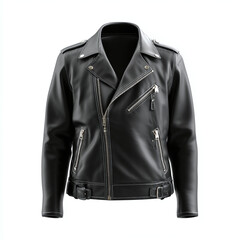 black leather jacket isolated on white