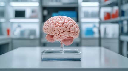 Detailed Human Brain Model on Display in Modern Laboratory