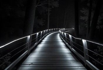 Fototapeta premium Sunlit Wooden Path Through a Green Forest