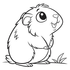 guinea-pig-coloring-page of vector illustration