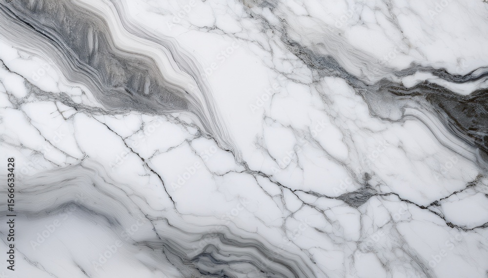 Poster smooth white marble surface with grey veining pattern creating an elegant and natural stone texture