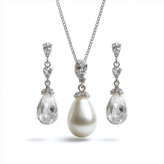 silver necklace on white background