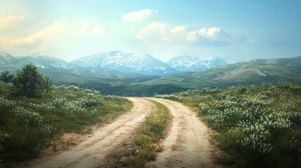 Naklejka premium photo mountain dirt road