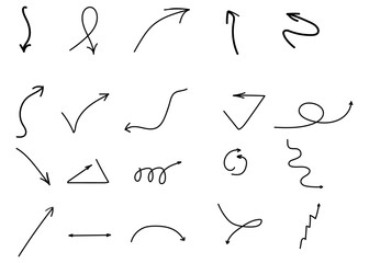Hand drawn arrows set. Doodle sketch arrow collection