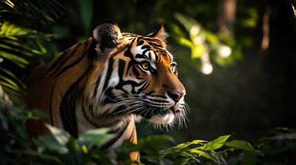 Obraz premium Tiger in jungle profile view