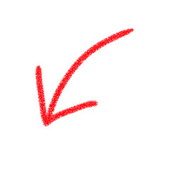 Red check mark arrow pointing down on white background