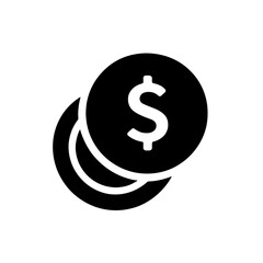 Obraz premium very simple flat and single minimalist Dollar Coins Silhouettes in black on a white background