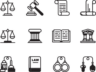 Justice and Legal System Icon Pack | Law Book, Courthouse, Scales

