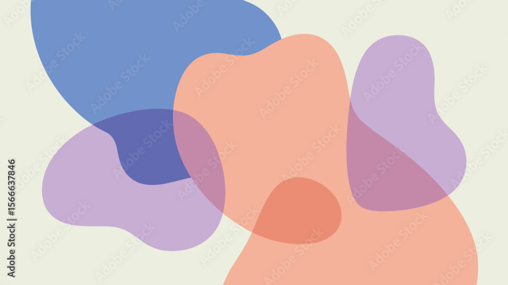 Poster abstract shapes overlapping in pastel colors creating a soft and modern design element image