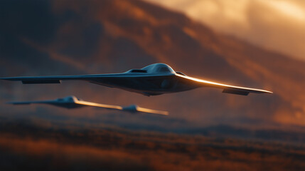 Stealth Strike Drones Launching from Secret Military Airstrip