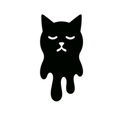 Obraz premium very simple flat and single minimalist Melting Cat Spirit Silhouettes in black on a white background