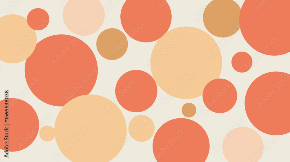 Poster abstract design featuring orange and beige circles of varying sizes on a light background