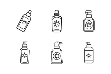 pet sunscreen bottle line art vector illustration