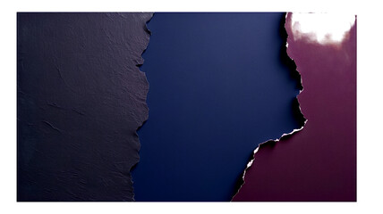 Abstract torn paper texture with deep blue and plum colors