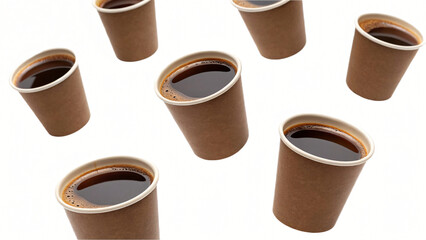 Obraz premium Set of cup of black coffee isolated