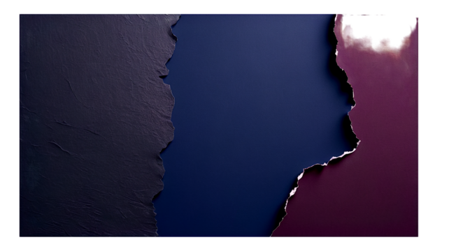 Abstract torn paper texture with deep blue and plum colors