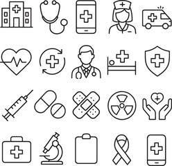 Medical Healthcare Icons Collection hospital stethoscope