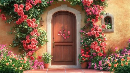 entrance flowers doors