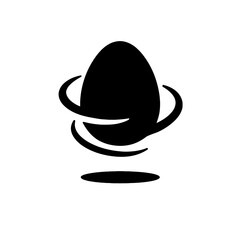 very simple flat and single minimalist Spinning Egg Silhouettes in black on a white background