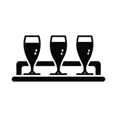 Three glasses of dark liquid on a stand drinks beverages