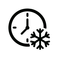 very simple flat and single minimalist Frozen Clock Silhouettes in black on a white background