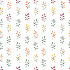 Seamless Pattern with Colorful Autumn Branches