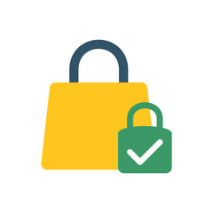 Secure shopping bag icon for web design, application interfaces, ecommerce and online business with safety and confidential purchases.