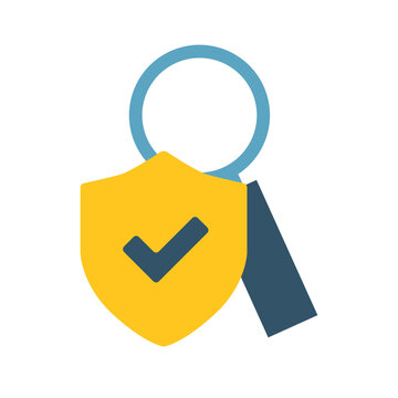 A graphic displaying secure search capabilities, featuring a shield with a checkmark and a magnifying glass, suitable for websites and applications.