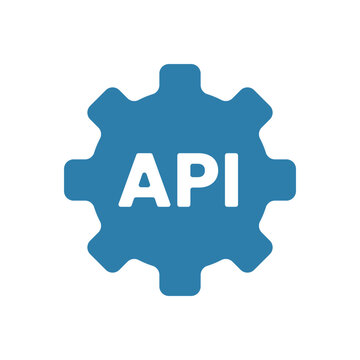 Depicts a gear icon with the letters API, perfect for technology, development, and web integration projects requiring a modern, clean visual.