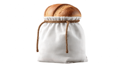 Homemade bread in bag isolated on transparent background