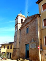 church    in italy old construction and the bell tower