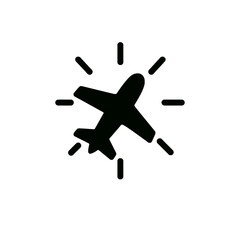 very simple flat and single minimalist Glowing Plane Silhouettes in black on a white background